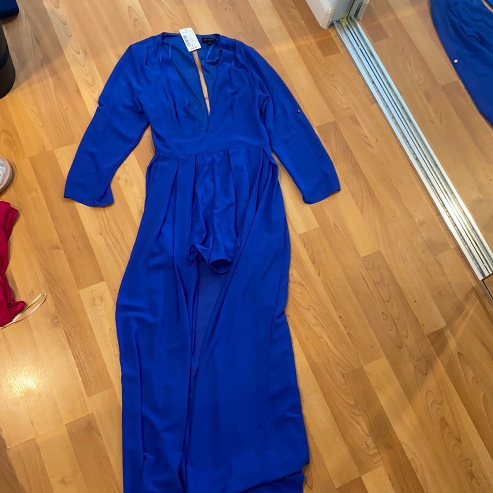 Royal Blue Cape Jumpsuit - Picture 2 of 3